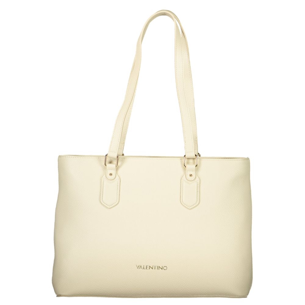 Mario Valentino Beige Grained Leather Handbag with Elegant Design