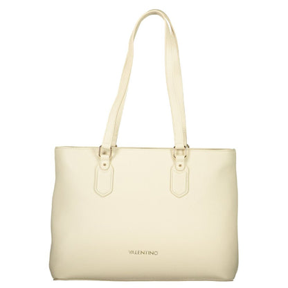 Mario Valentino Beige Grained Leather Handbag with Elegant Design