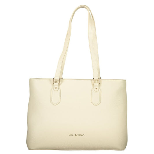 Mario Valentino Beige Grained Leather Handbag with Elegant Design