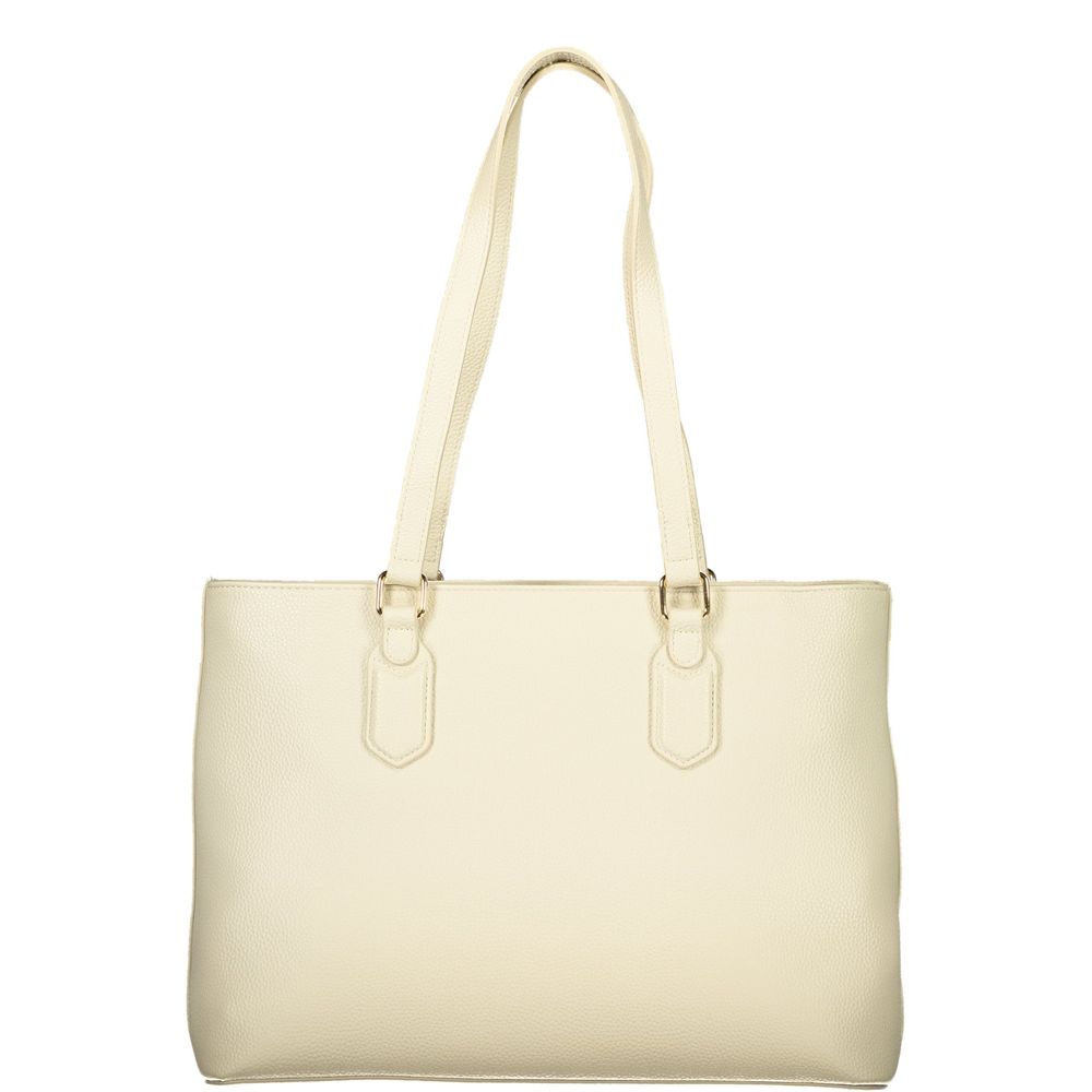 Mario Valentino Beige Grained Leather Handbag with Elegant Design