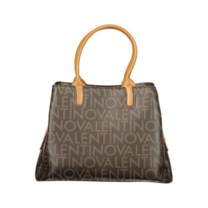 Mario Valentino Brown Leather-Finish Handbag with Adjustable Strap