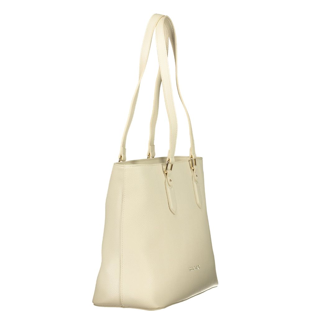 Mario Valentino Beige Grained Leather Handbag with Elegant Design