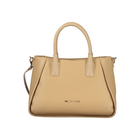 Mario Valentino Beige Leather-Finish Handbag with Adjustable Strap
