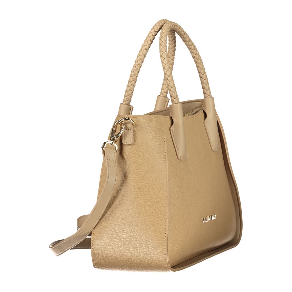 Mario Valentino Beige Leather-Finish Handbag with Adjustable Strap