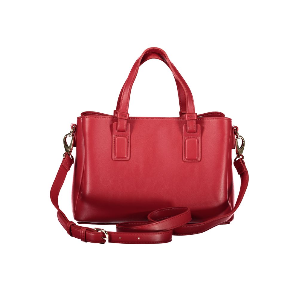 Mario Valentino Red Leather Handbag with Adjustable Strap