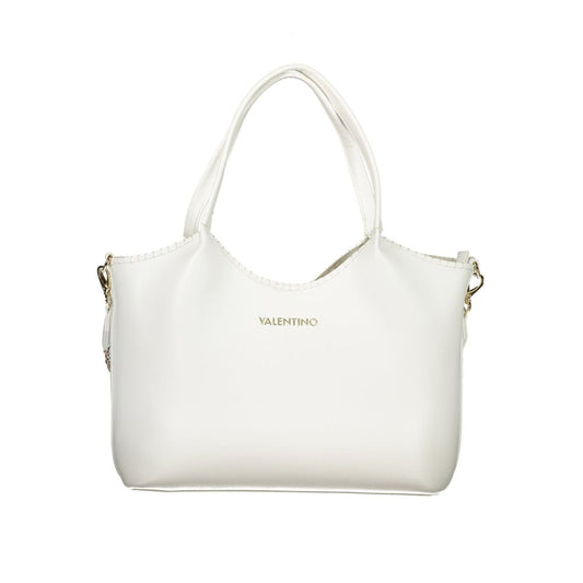 Mario Valentino White Leather-Finish Handbag with Elegant Detailing