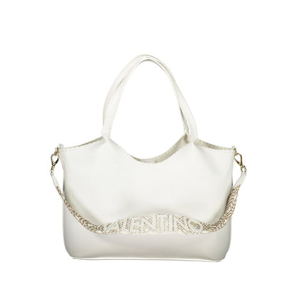 Mario Valentino White Leather-Finish Handbag with Elegant Detailing