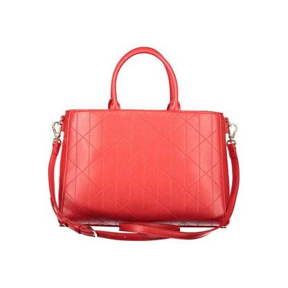 Mario Valentino Red Leather Handbag with Contrasting Details