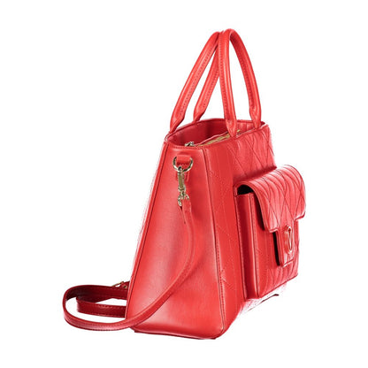 Mario Valentino Red Leather Handbag with Contrasting Details