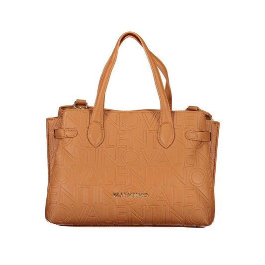 Mario Valentino Brown Grained Leather Handbag with Adjustable Straps