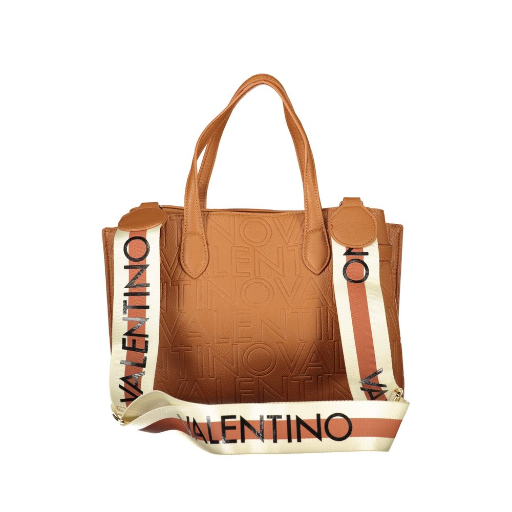 Mario Valentino Brown Grained Leather Handbag with Adjustable Straps