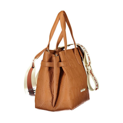 Mario Valentino Brown Grained Leather Handbag with Adjustable Straps
