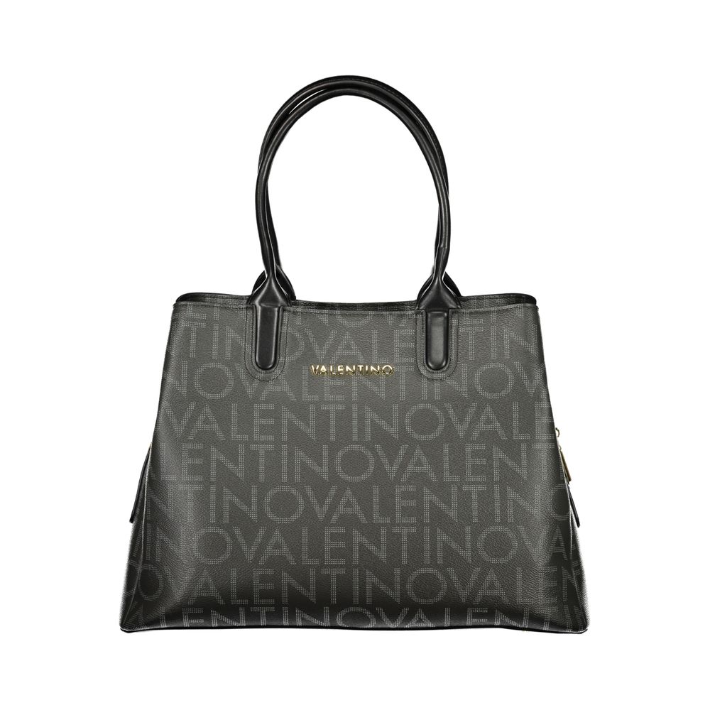 Mario Valentino Black Leather Handbag with Adjustable Strap