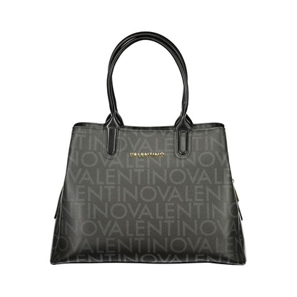 Mario Valentino Black Leather Handbag with Adjustable Strap