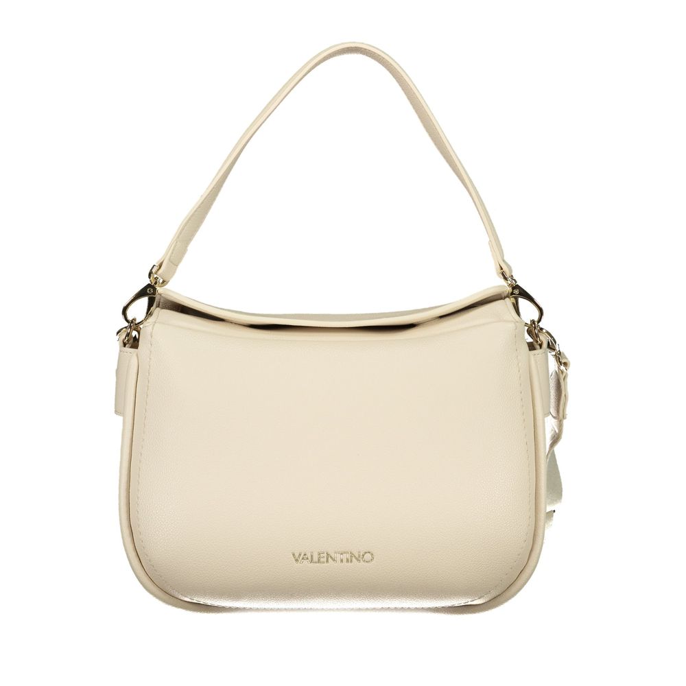 Mario Valentino Beige Leather-Finish Handbag with Removable Handle