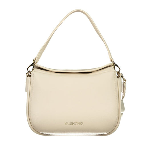 Mario Valentino Beige Leather-Finish Handbag with Removable Handle