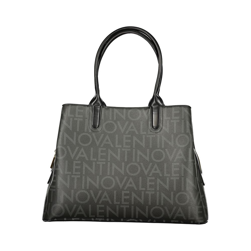 Mario Valentino Black Leather Handbag with Adjustable Strap