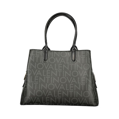 Mario Valentino Black Leather Handbag with Adjustable Strap