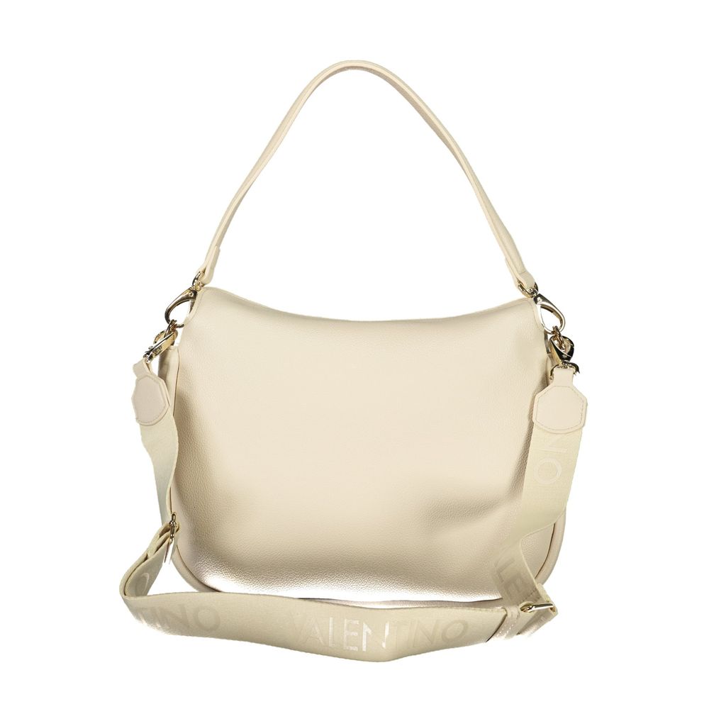 Mario Valentino Beige Leather-Finish Handbag with Removable Handle