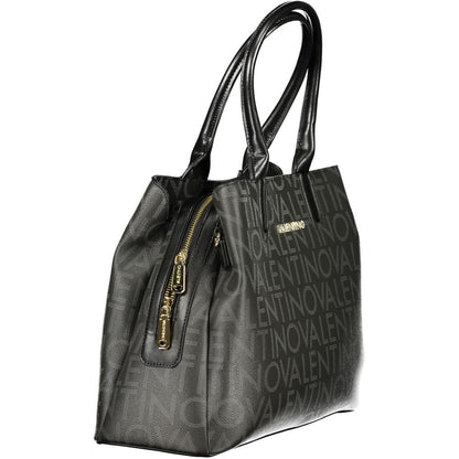 Mario Valentino Black Leather Handbag with Adjustable Strap