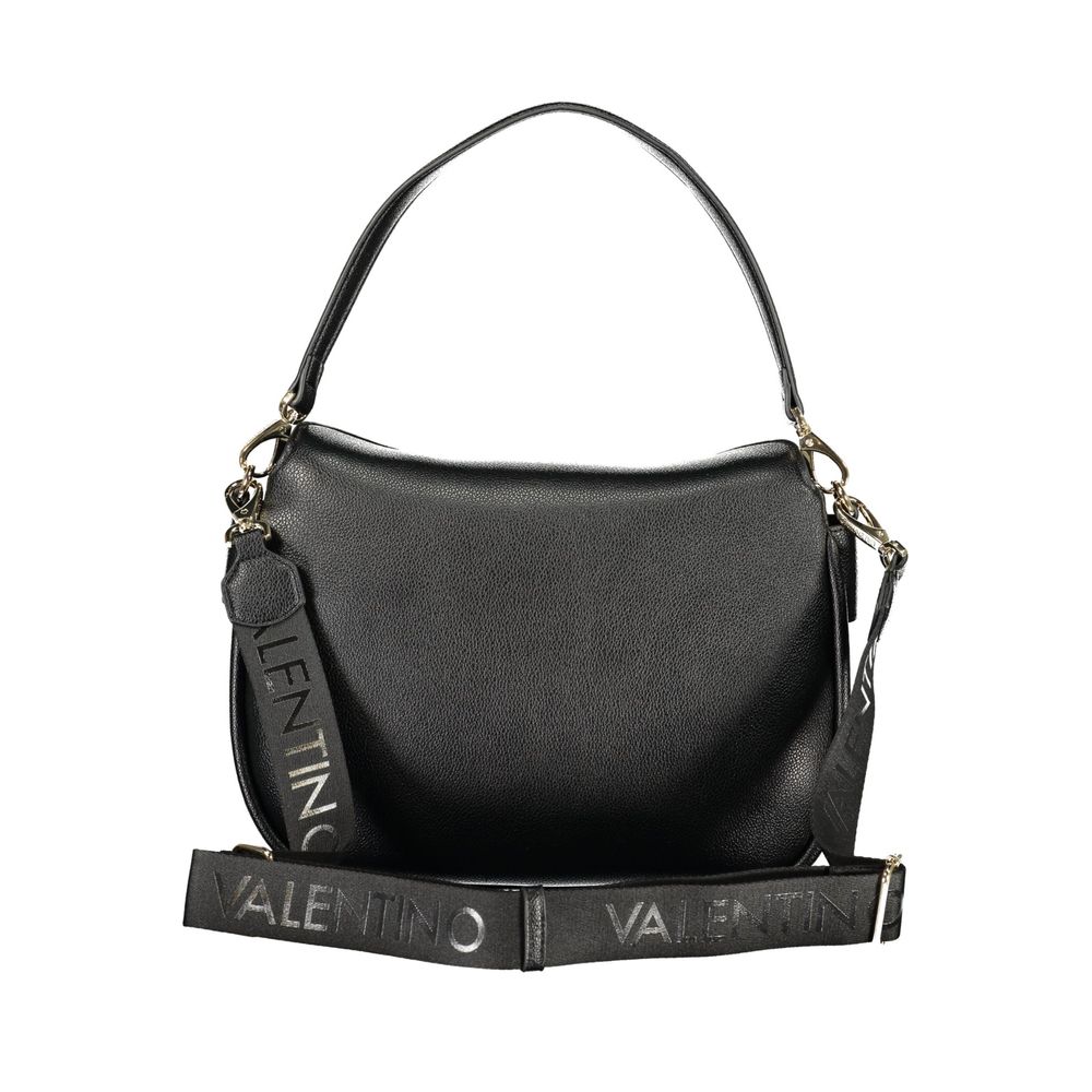 Mario Valentino Black Smooth Leather Handbag with Removable Strap