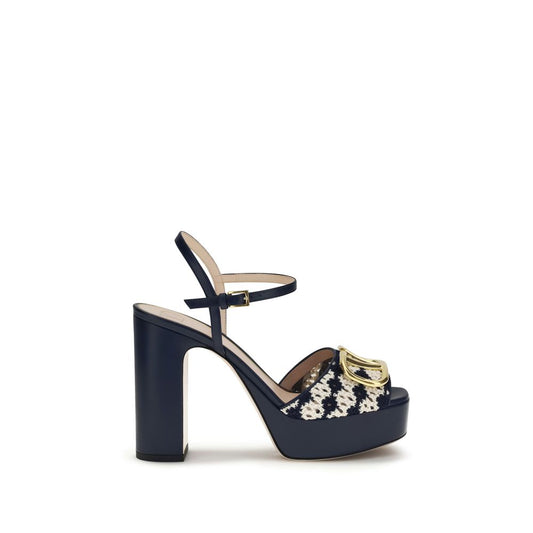 Valentino Garavani Blue Calf Leather VLogo Signature Platform Sandals