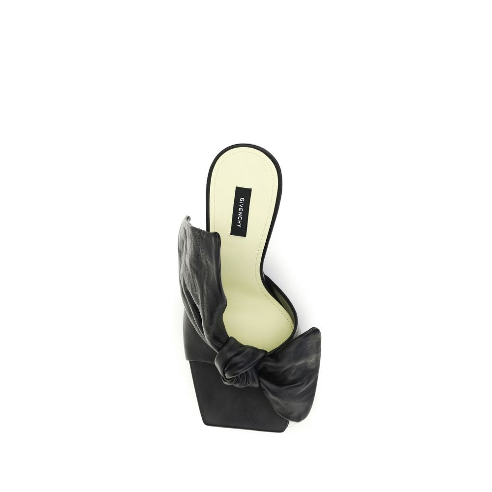 Givenchy Black Leather Boudoir Heeled Bow Mules