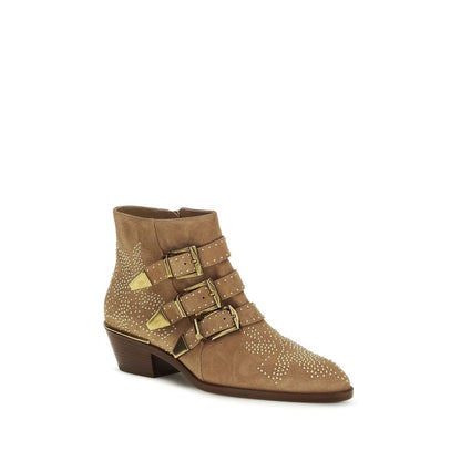 Chloé Beige Calf Leather Susan Ankle Boots