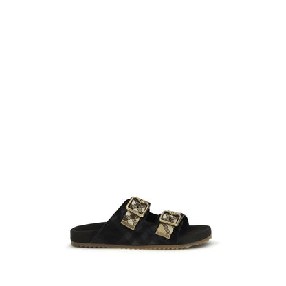 Burberry Black Check Suede Urchin Sandals