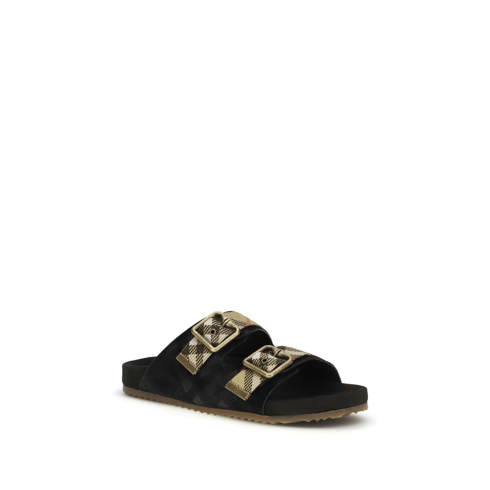 Burberry Black Check Suede Urchin Sandals