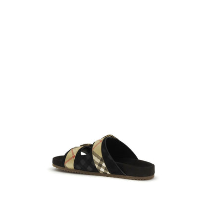 Burberry Black Check Suede Urchin Sandals