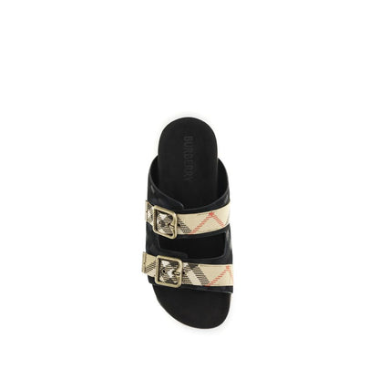 Burberry Black Check Suede Urchin Sandals