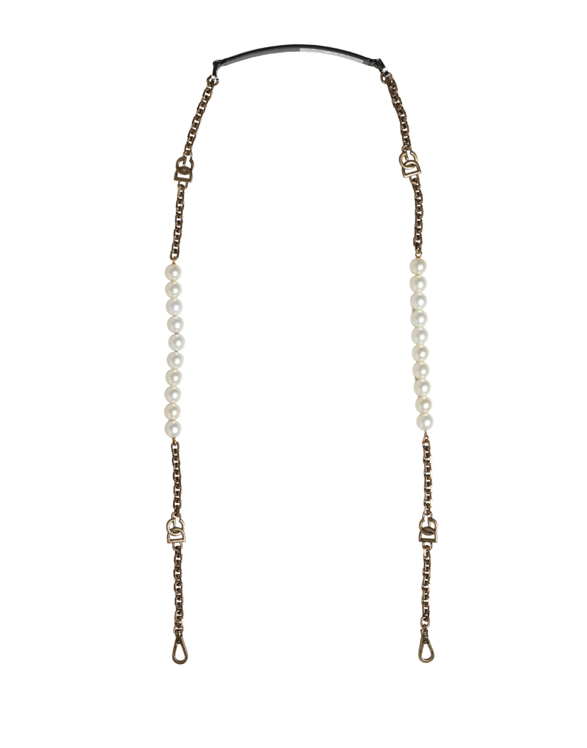Dolce & Gabbana Black Leather Gold Chain Bag Accessory Shoulder Strap