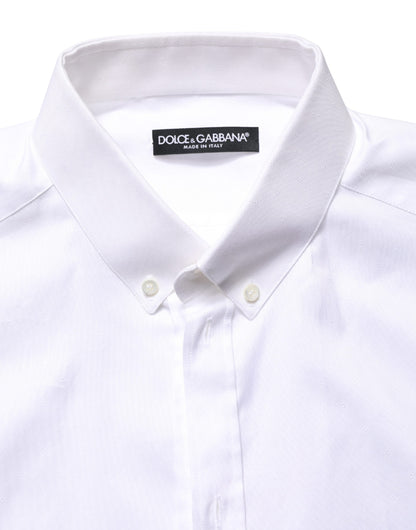 Dolce & Gabbana White Cotton Short Sleeves Button Down Shirt