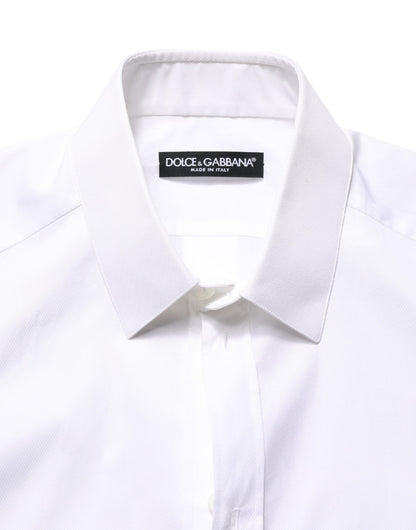 Dolce & Gabbana White Cotton Short Sleeves Button Down Shirt