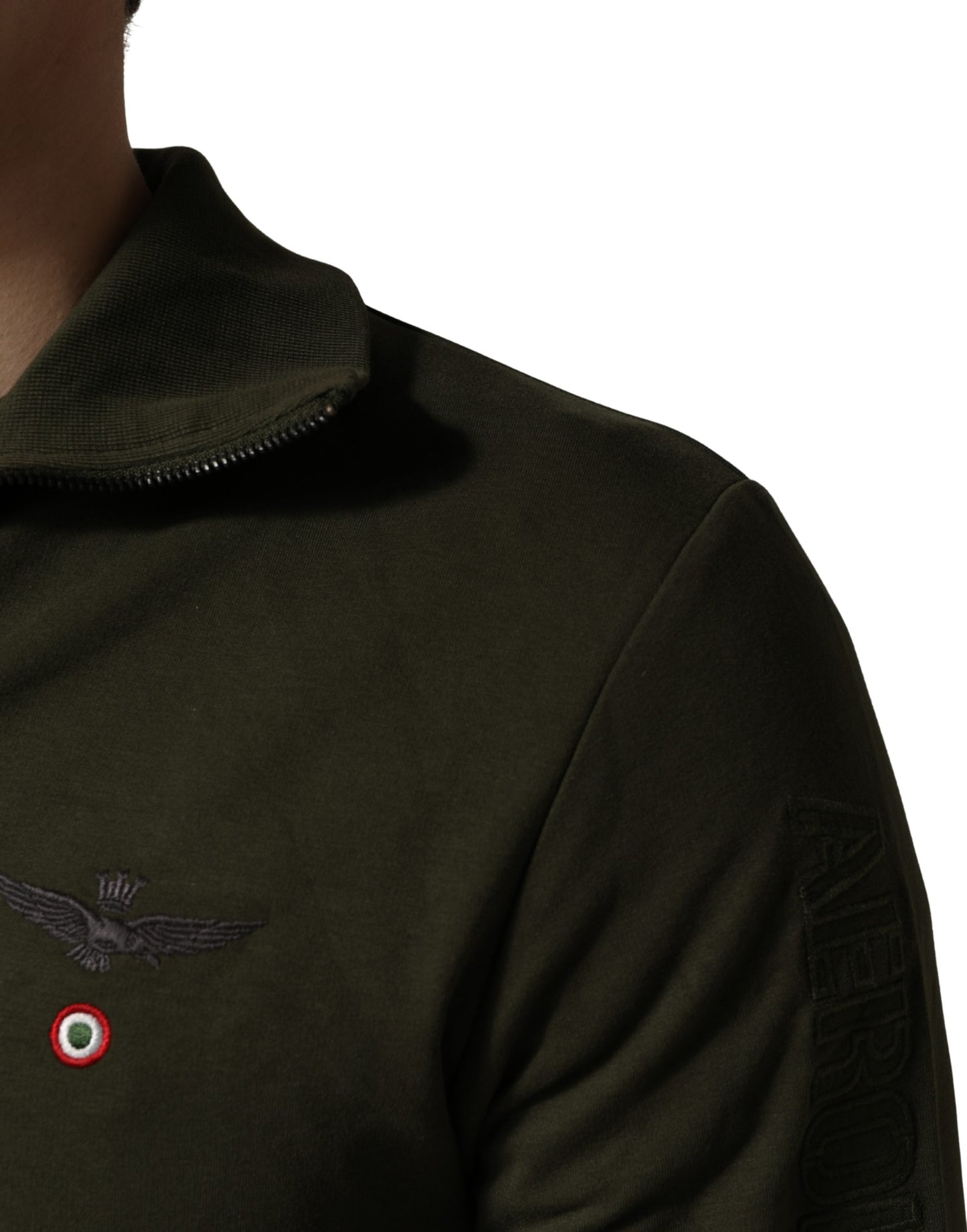 Aeronautica Militare Military Green Half Zip Sweatshirt Sweater