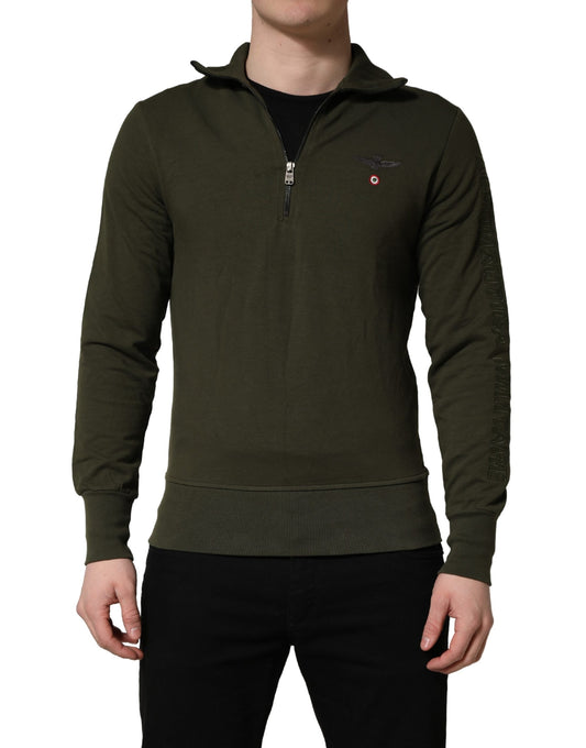 Aeronautica Militare Military Green Half Zip Sweatshirt Sweater
