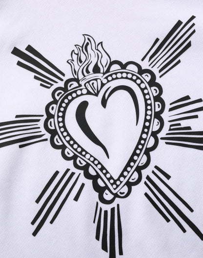 Dolce & Gabbana White Sacred Heart Hooded Sweatshirt Sweater