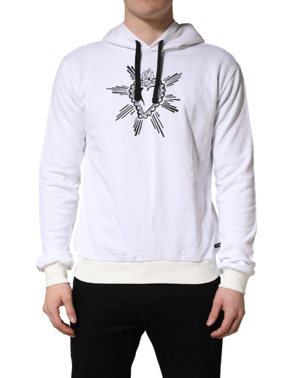 Dolce & Gabbana White Sacred Heart Hooded Sweatshirt Sweater