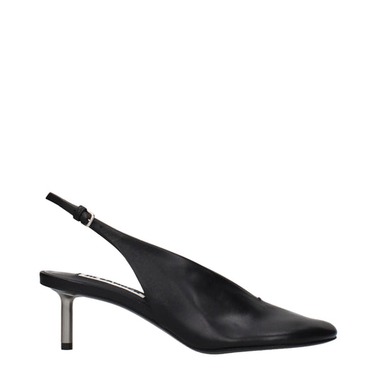Jil Sander Black Leather Pumps with Vintage Effect