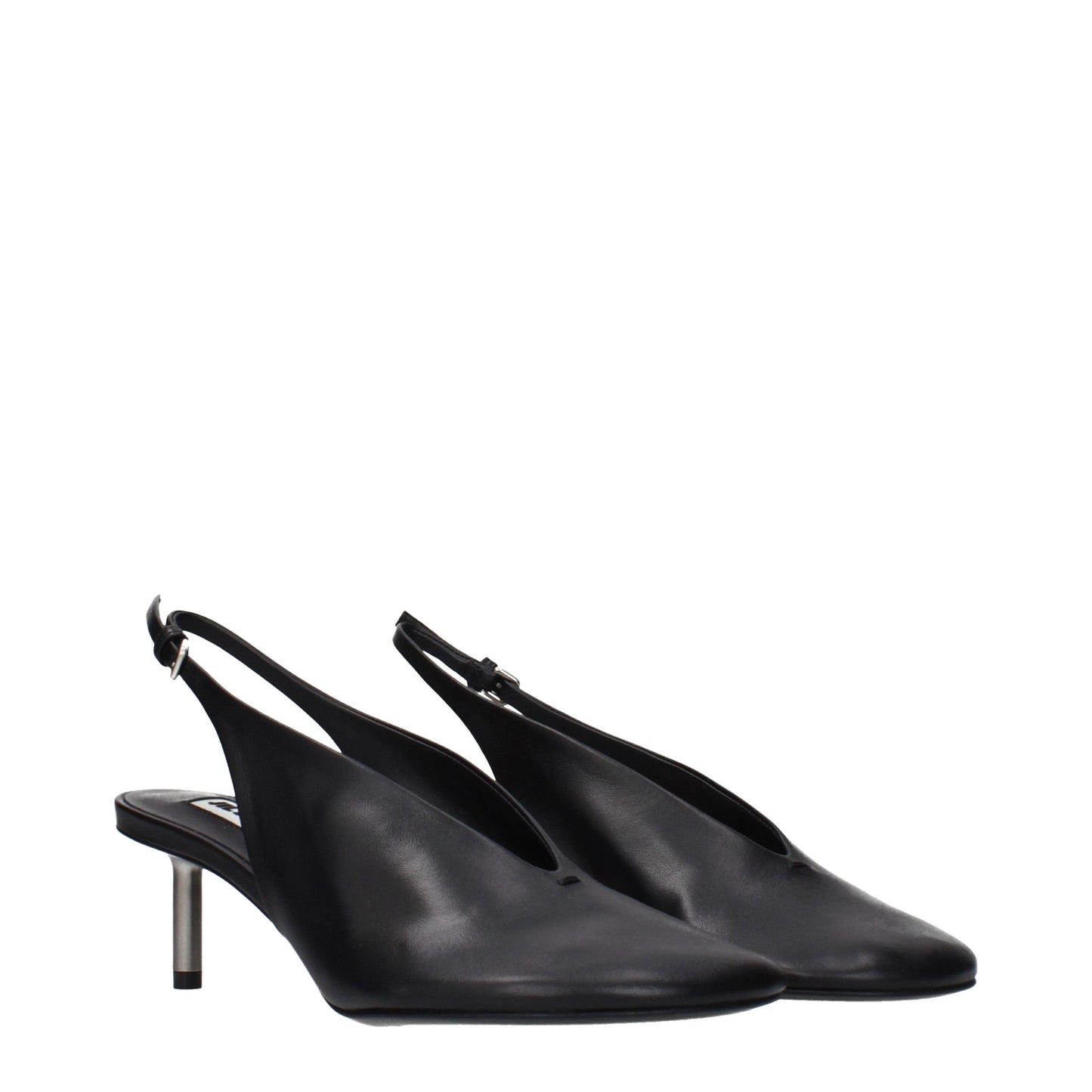 Jil Sander Black Leather Pumps with Vintage Effect