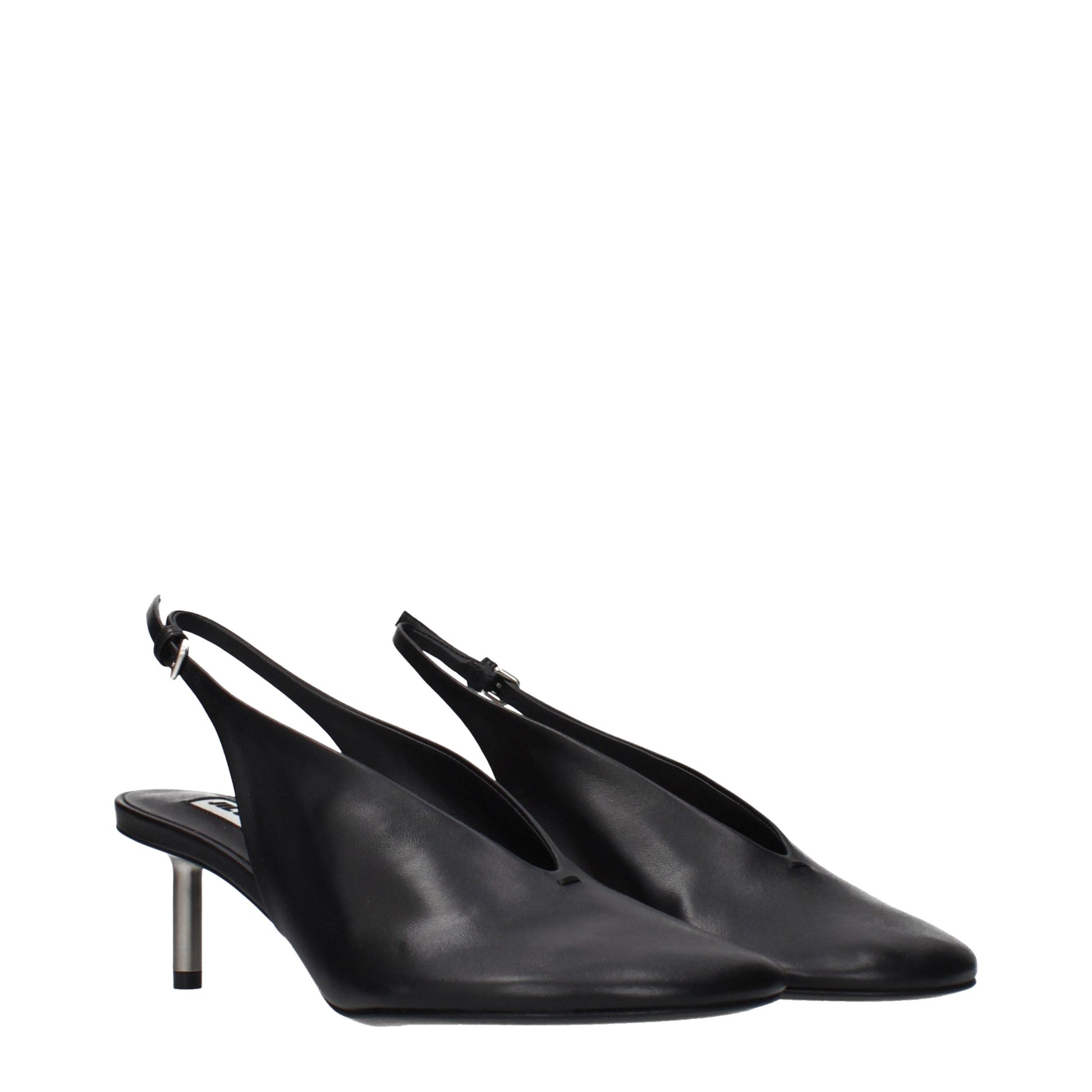 Jil Sander Black Leather Pumps with Vintage Effect
