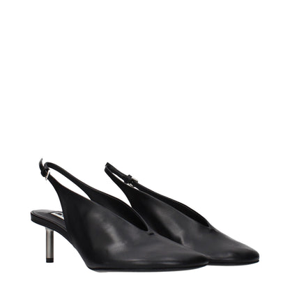 Jil Sander Black Leather Pumps with Vintage Effect