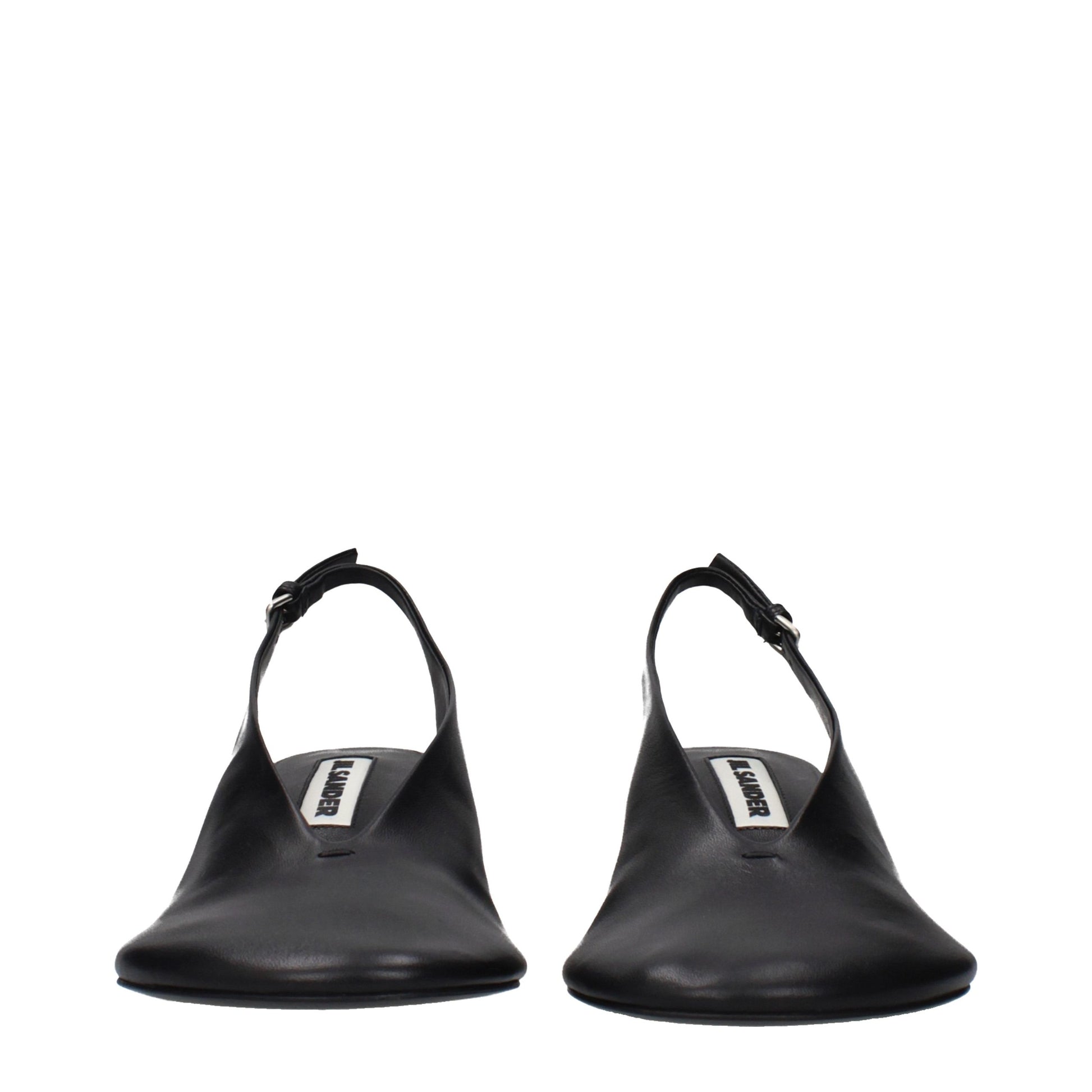 Jil Sander Black Leather Pumps with Vintage Effect