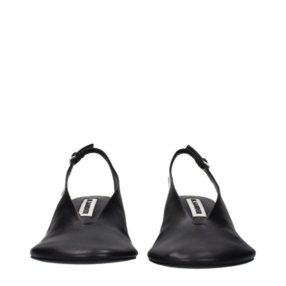 Jil Sander Black Leather Pumps with Vintage Effect