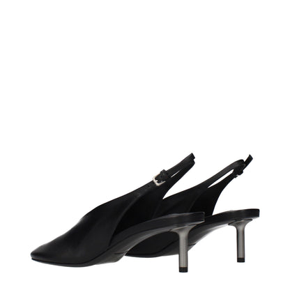 Jil Sander Black Leather Pumps with Vintage Effect