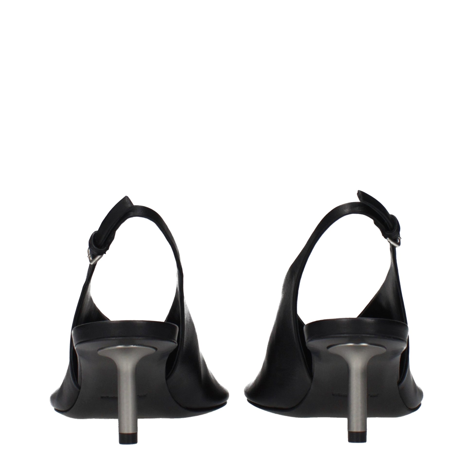 Jil Sander Black Leather Pumps with Vintage Effect