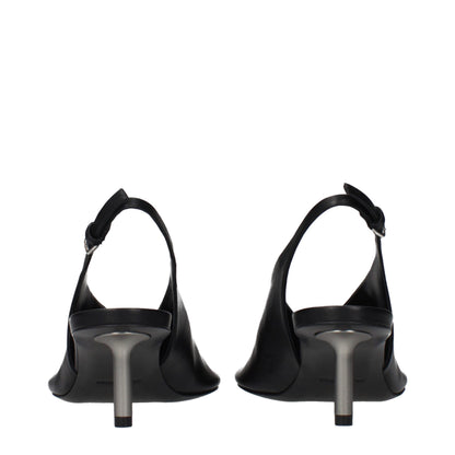 Jil Sander Black Leather Pumps with Vintage Effect