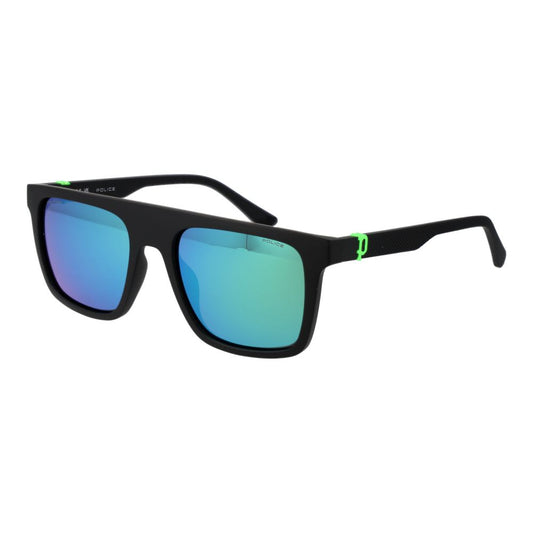 Police Men’s Sunglasses – Black Square Frame, Pink Polarized Lenses