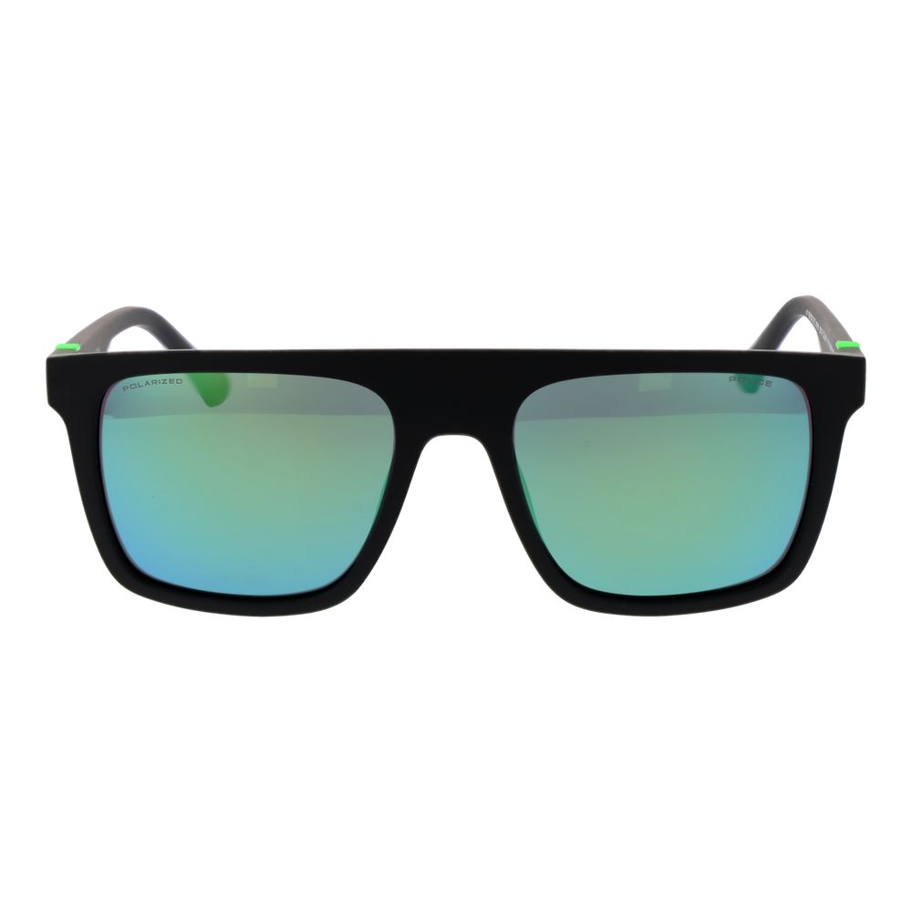 Police Men’s Sunglasses – Black Square Frame, Pink Polarized Lenses